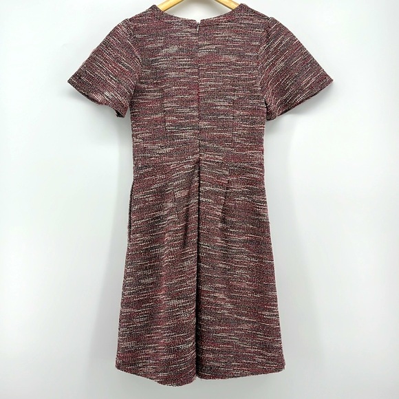 LOFT Pink Black Boucle Tweed Fit and Flare Dress with Pockets Size Petite 00P - Picture 3 of 12